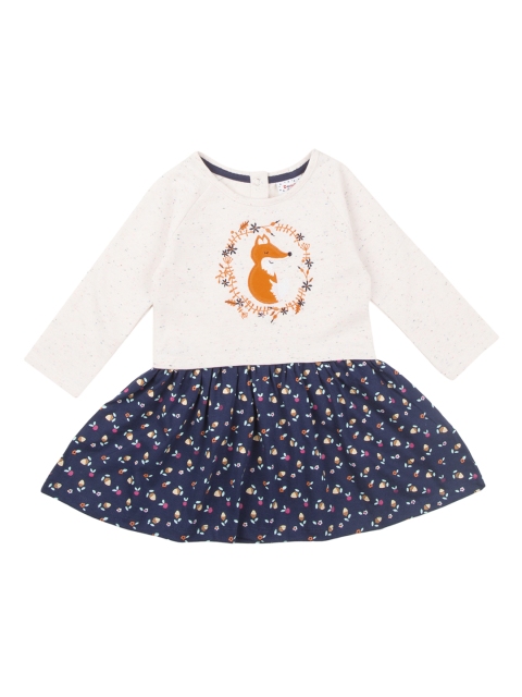 

Donuts Girls White & Navy Blue Printed Fit and Flare Dress