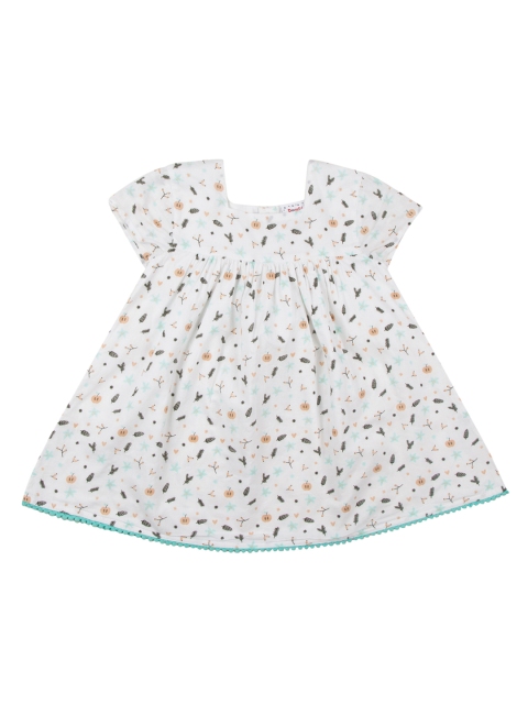 

Donuts Girls White & Blue Printed Fit and Flare Dress