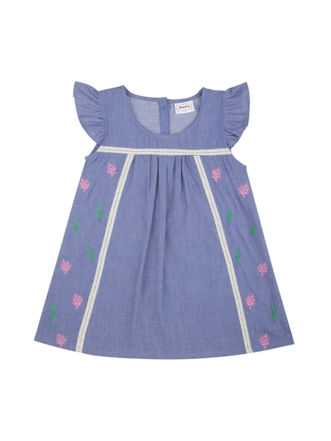 

Donuts Girls Blue Printed A-Line Dress