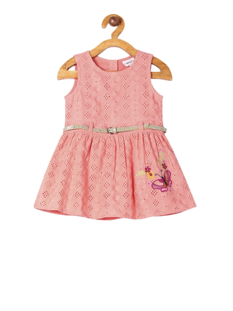

Donuts Girls Peach Schiffli Fit and Flare Dress