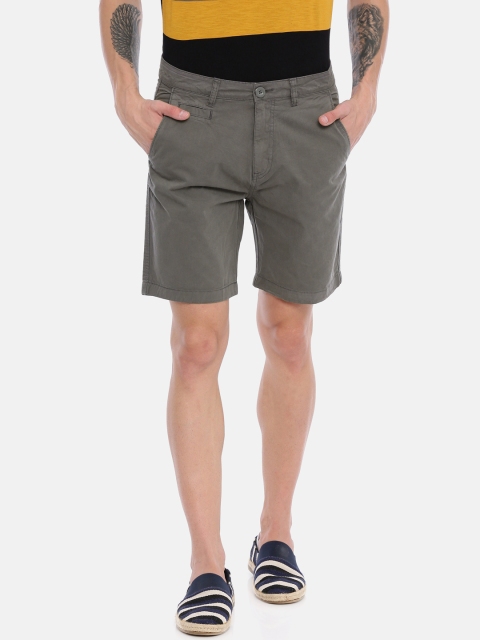 

Breakbounce Men Charcoal Grey Solid Slim Fit Chino Shorts