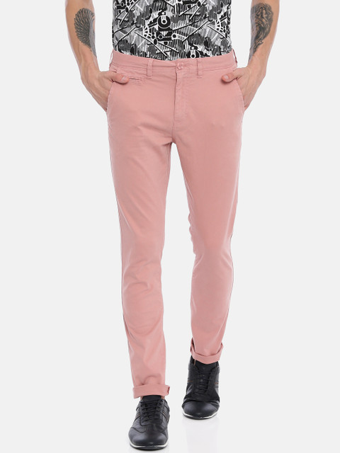

Breakbounce Men Pink Skinny Fit Solid Chinos