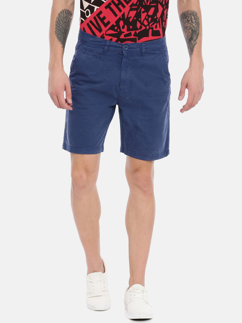 

Breakbounce Men Navy Blue Solid Slim Fit Low-Rise Regular Shorts