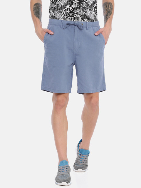 

Breakbounce Men Blue Solid Comfort Fit Low-Rise Regular Shorts