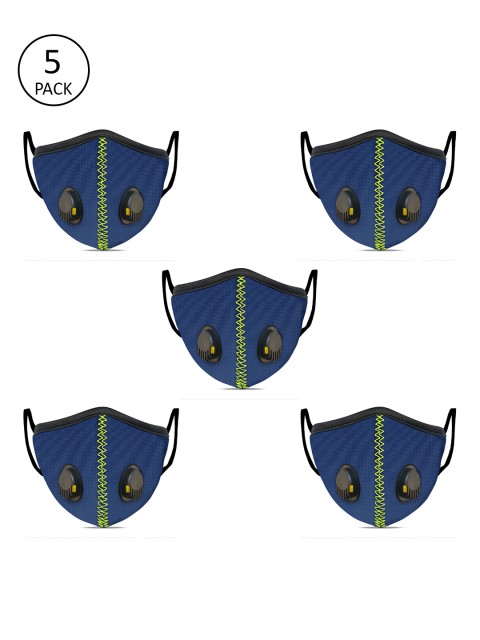 

Lioncrown Unisex Set of 5 Navy Alpha Herring Reusable Outdoor Face Masks, Navy blue