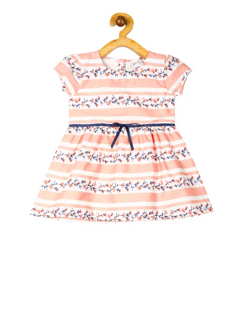 

Donuts Girls Orange Floral Printed Fit and Flare Dress