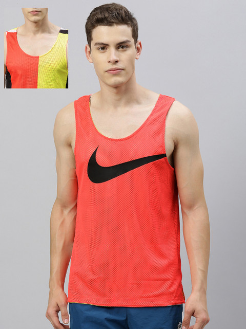 

Nike Men Orange Printed Dri-Fit Scoop Neck Reversible Training T-shirt