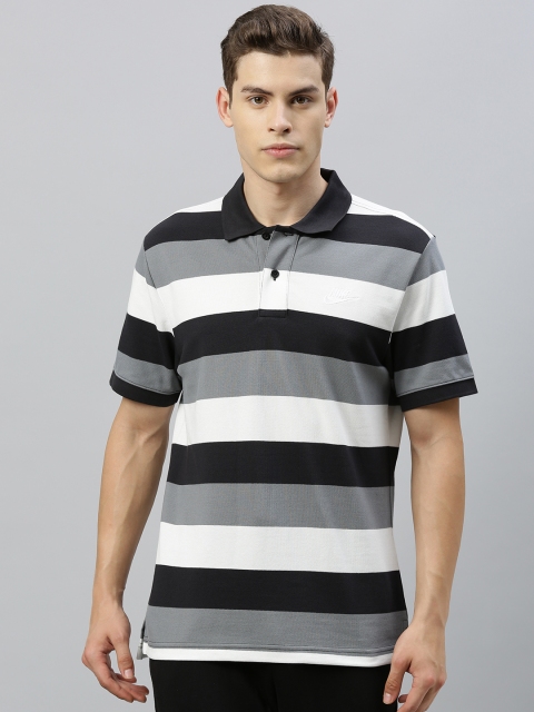 

Nike Men Black Striped AS M NSW CE Polo Collar T-shirt