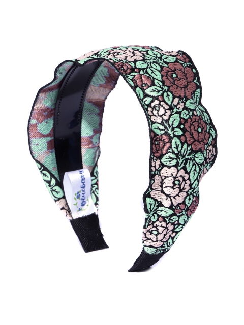 

Blueberry Sea Green & Pink Floral Embroidery Hairband