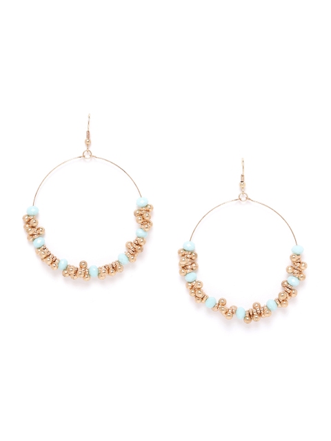 

Blueberry Sea Green Gold-Plated Handcrafted Beaded Circular Drop Earrings