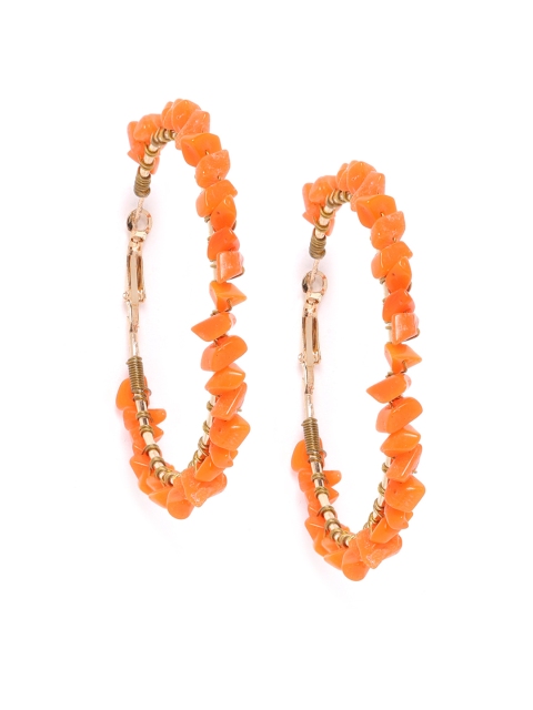 

Blueberry Orange Gold-Plated Beaded Handcrafted Circular Hoop Earrings