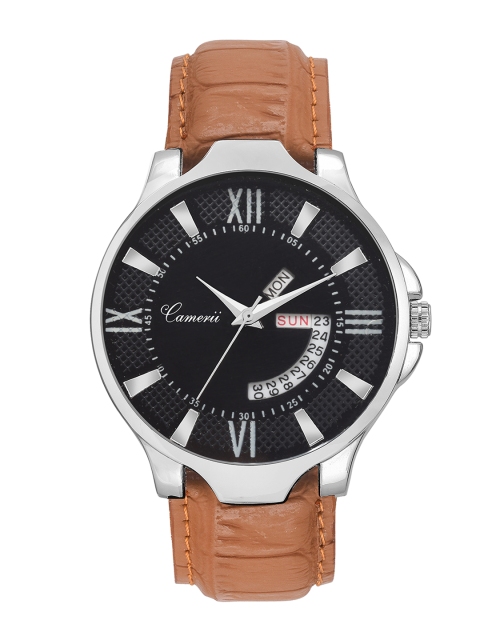 

Camerii Men Black & Tan Brown Analogue Watch WM261_L