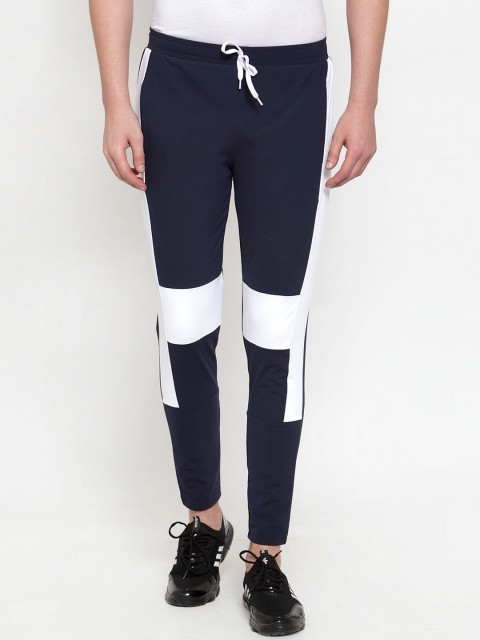 

Boston Club Men Navy Blue & White Colourblocked Slim-Fit Rapid Dry Track Pants