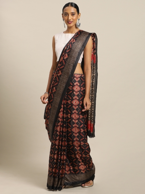 

Mirchi Fashion Black & Red Art Silk Printed Khadi Saree