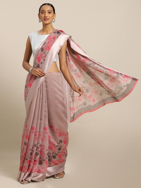 

Mirchi Fashion Pink & Red Polycotton Printed Saree