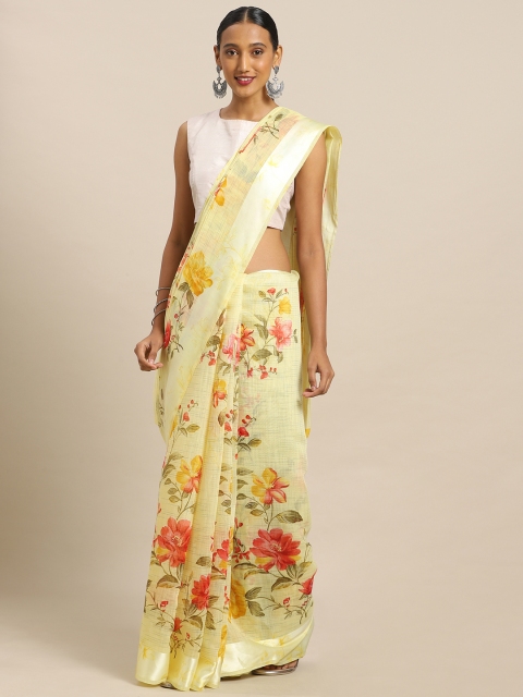 

Mirchi Fashion Yellow Printed Polycotton Saree