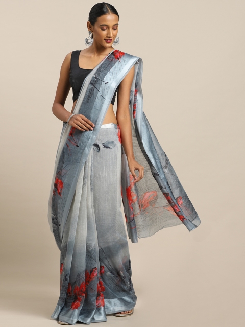 

Mirchi Fashion Grey Printed Polycotton Saree