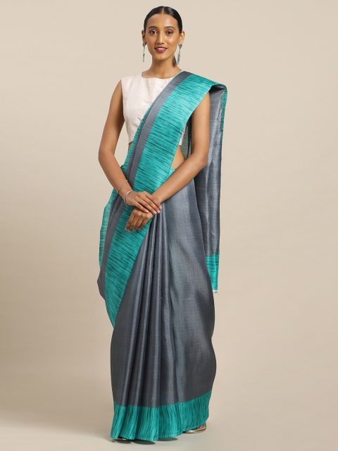 

Mirchi Fashion Grey Art Silk Solid Khadi Saree