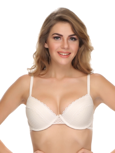 

Clovia White Lace Plunge Bra BR0419P18