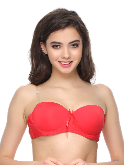 

Clovia Coral Red Balconette Bra BR0461P04