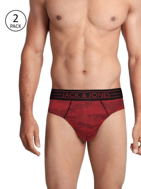 

Jack & Jones Men Pack Of 2 Red & Black Printed Briefs