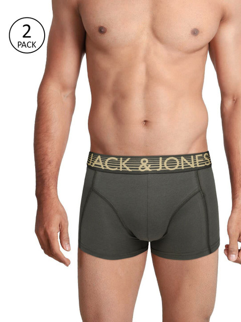 

Jack & Jones Men Pack Of 2 Olive Green Solid CHIEF Trunks