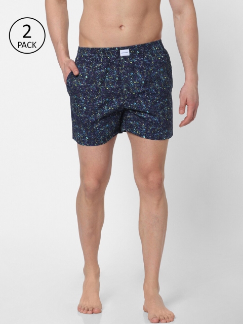 

Jack & Jones Men Pack Of 2 Navy Blue & Purple Printed Pure Cotton Boxers