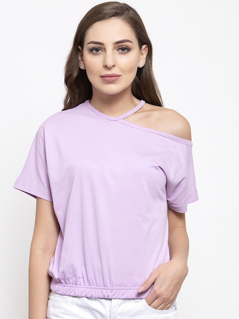 

THE SILHOUETTE STORE Women Lavender Solid Blouson Top
