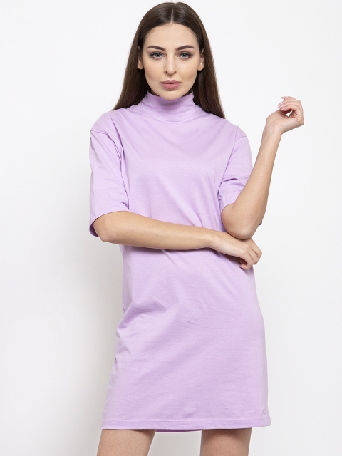 

THE SILHOUETTE STORE Women Lavender Solid T-shirt Dress