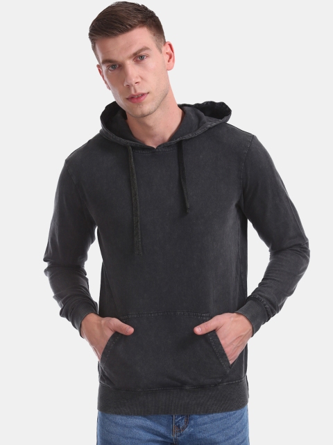 

Cherokee Men Charcoal Grey Solid Hooded Hooded Sweatshirt