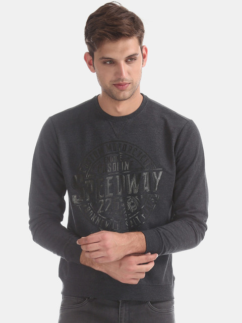 

Cherokee Men Charcoal Grey Printed Sweatshirt