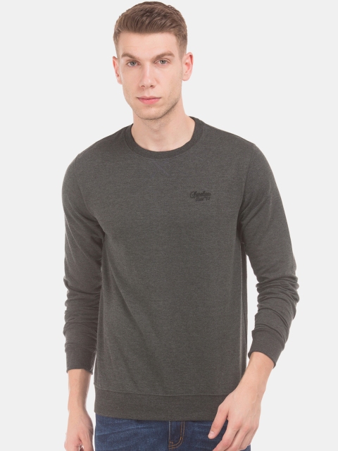 

Cherokee Men Grey Melange Solid Sweatshirt