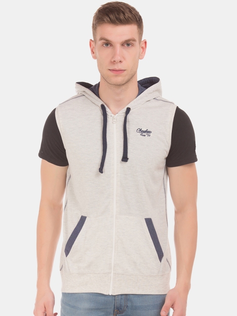 

Cherokee Men White Solid Hooded Sweatshirt