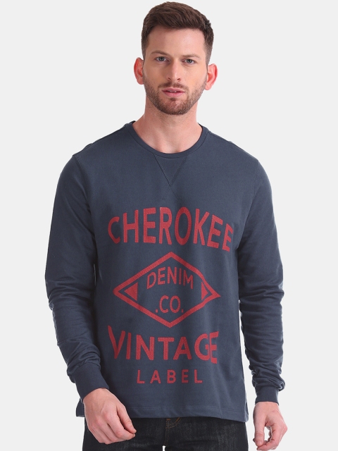 

Cherokee Men Navy Blue Printed Sweatshirt