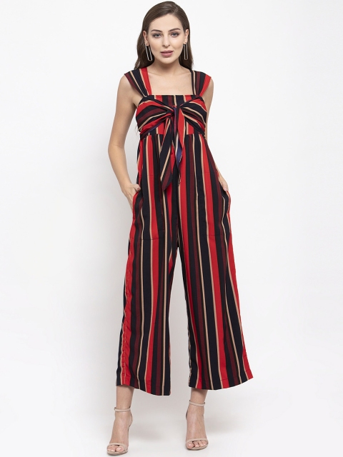 

THE SILHOUETTE STORE Women Red & Black Striped Basic Jumpsuit