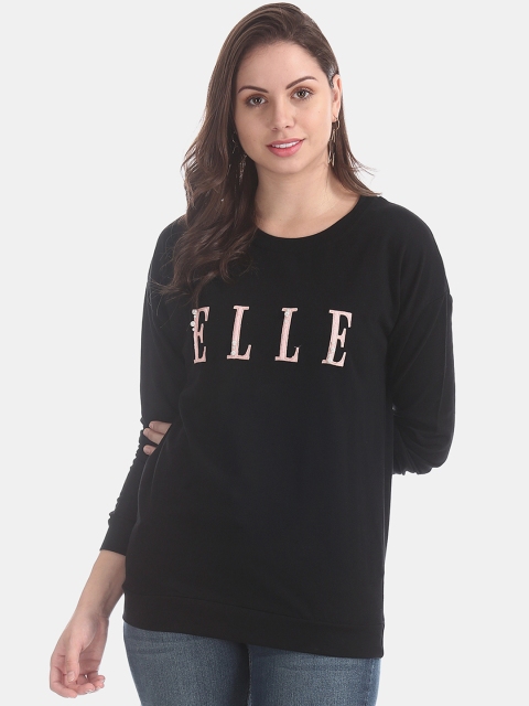 

ELLE Women Black Printed Sweatshirt