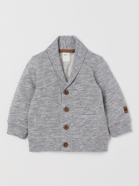 

H&M Boys Grey Melange Solid Sweatshirt Cardigan
