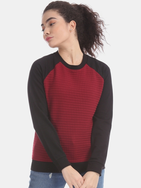 

Cherokee Women Red & Black Self Checked Sweatshirt