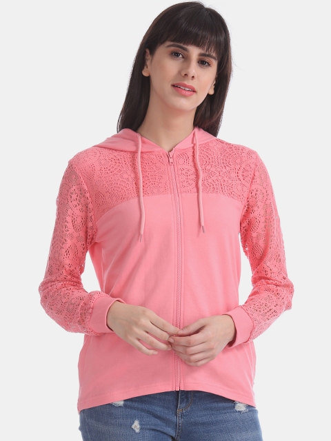 

Cherokee Women Rose Pink Lace Hooded Sweatshirt
