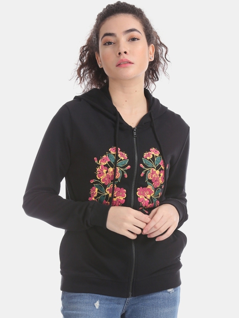 

Cherokee Women Black Printed Hooded Sweatshirt