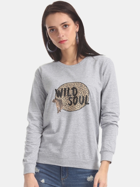 

Cherokee Women Grey Printed Sweatshirt