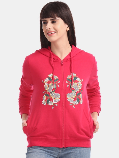 

Cherokee Women Pink Printed Hooded Sweatshirt