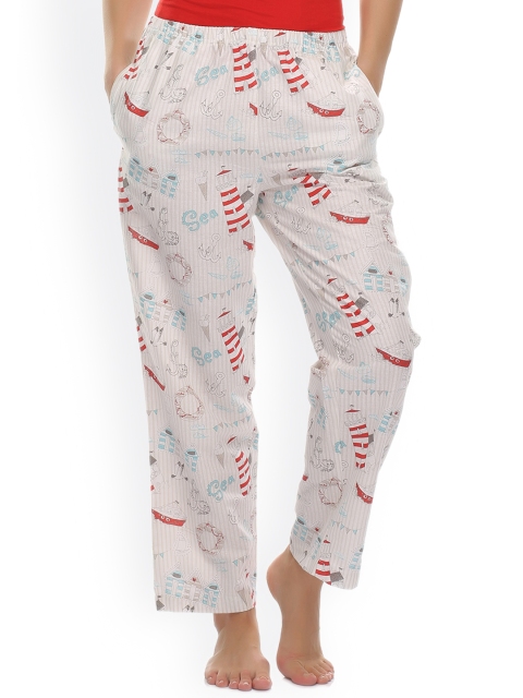 

Clovia White Printed Pyjamas NS0551P24S