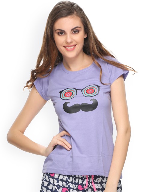 

Clovia Purple Printed Lounge Top LT0010P12