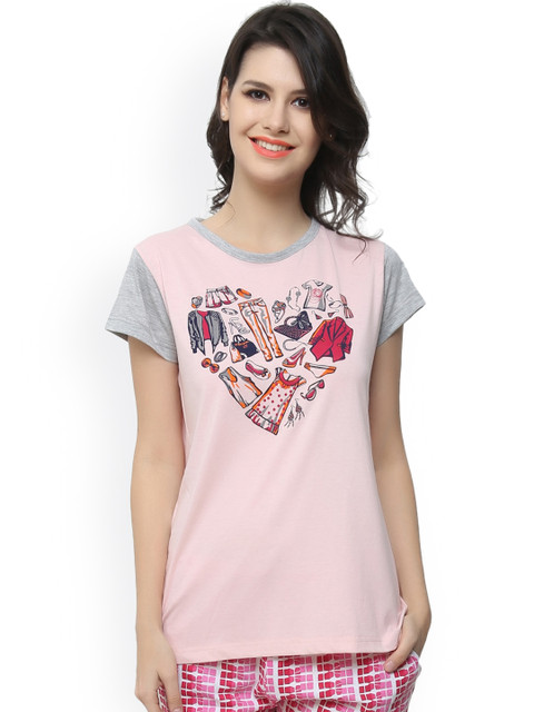 

Clovia Pink Printed Lounge Top LT0040P22