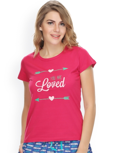 

Clovia Pink Printed Lounge Top LT0070P14