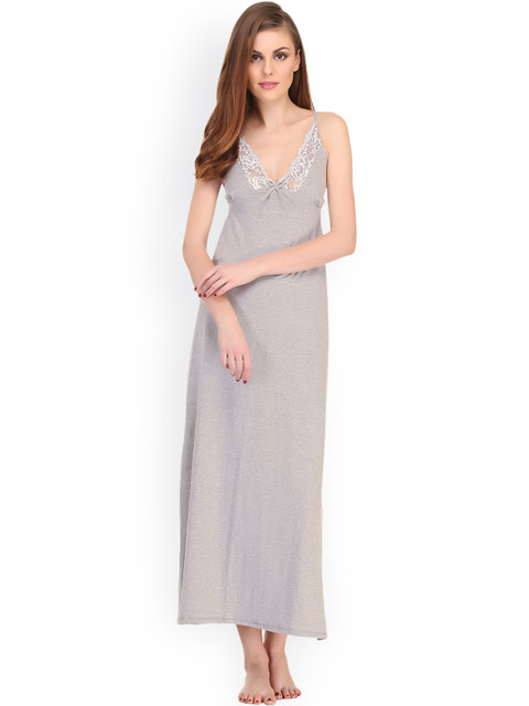 

Clovia Grey Maxi Nightdress NS0558P01
