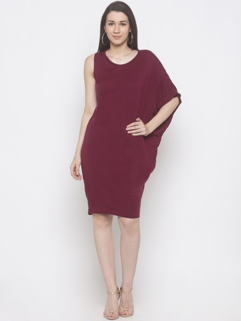 

Globus Women Maroon Solid Sheath Dress