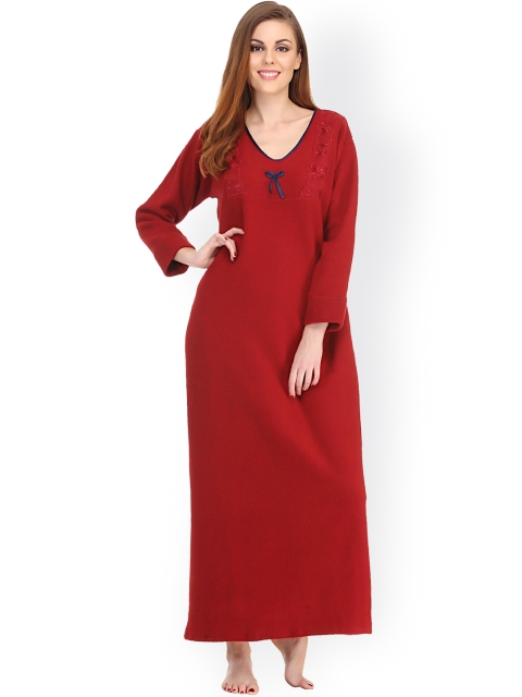 

Clovia Maroon Maxi Nightdress NS0569P09O