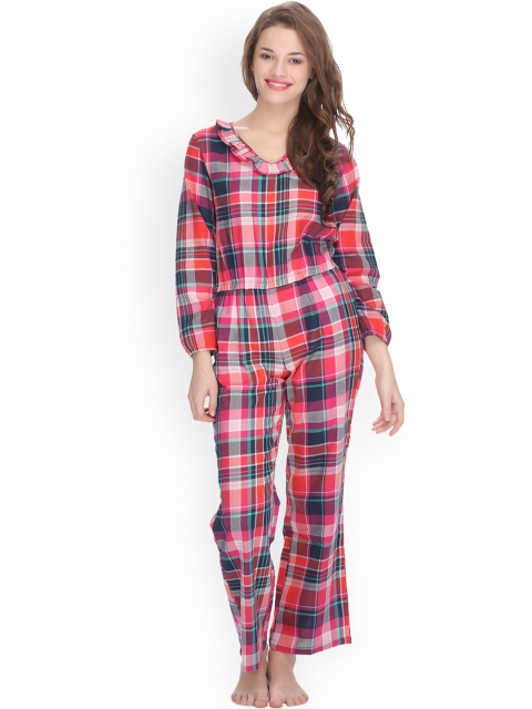 

Clovia Multicoloured Checked Jumpsuit NS0534P16, Multi